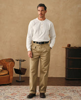 1930s 10.5 oz Cotton Loopwheel Tubular Henley Shirt - White