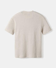 Honeycomb Waffle Knit Henley T-Shirt - Oatmeal