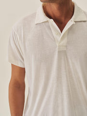 White Japanese Cool Cashmere Knit Polo