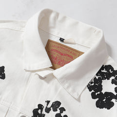 All‑Over Black Floral Print Streetwear Jacket