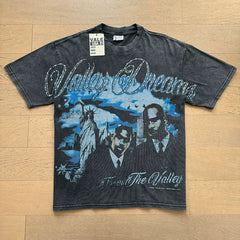 Valley Dreams Vintage Portrait Graphic T-Shirt Washed Black
