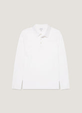 Men's Long Sleeve Classic Jersey Polo Shirt in White