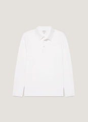 Men's Long Sleeve Classic Jersey Polo Shirt in White