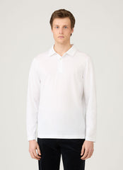 Men's Long Sleeve Classic Jersey Polo Shirt in White