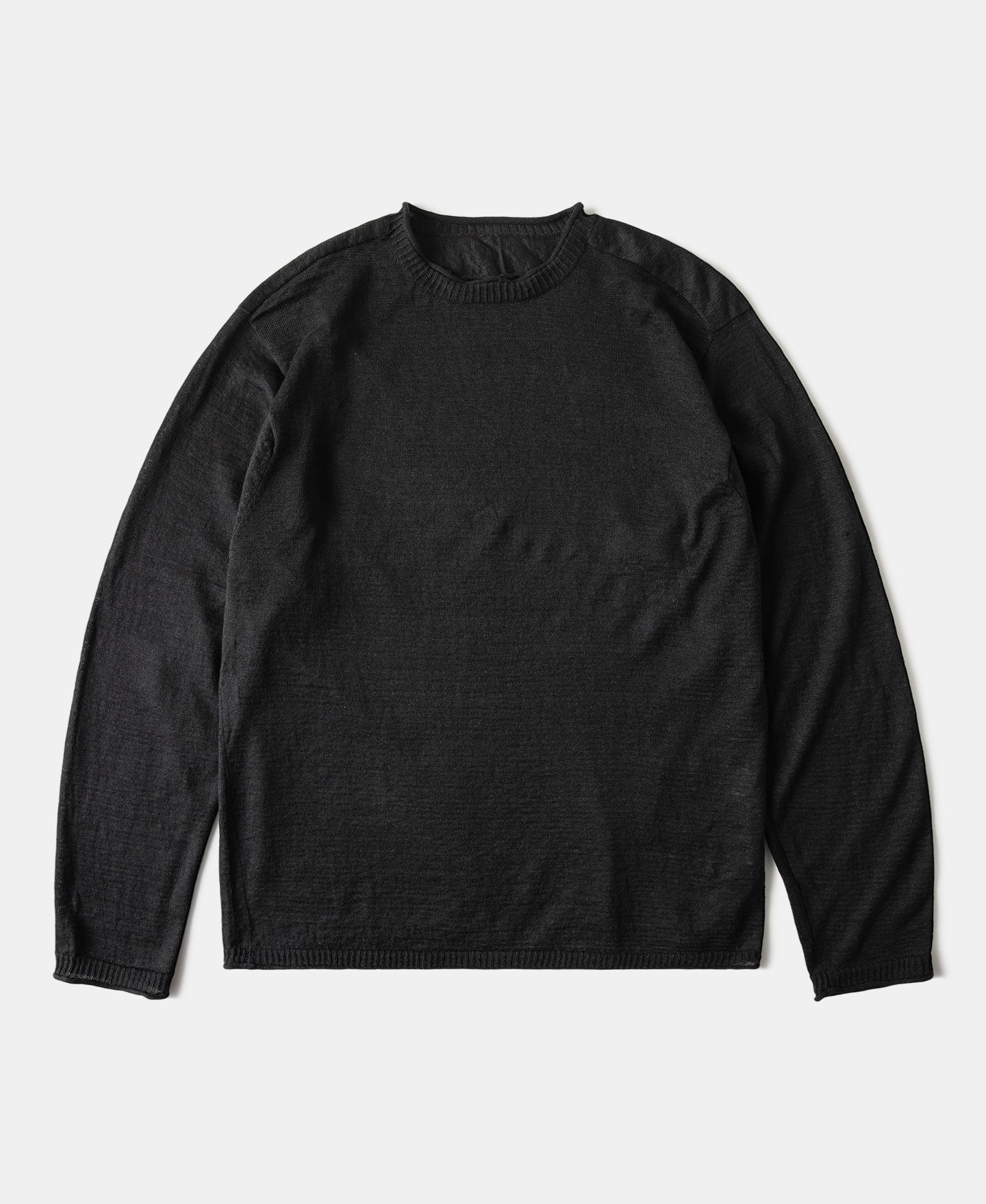 Hemp Knit Long Sleeve T-Shirt - Black