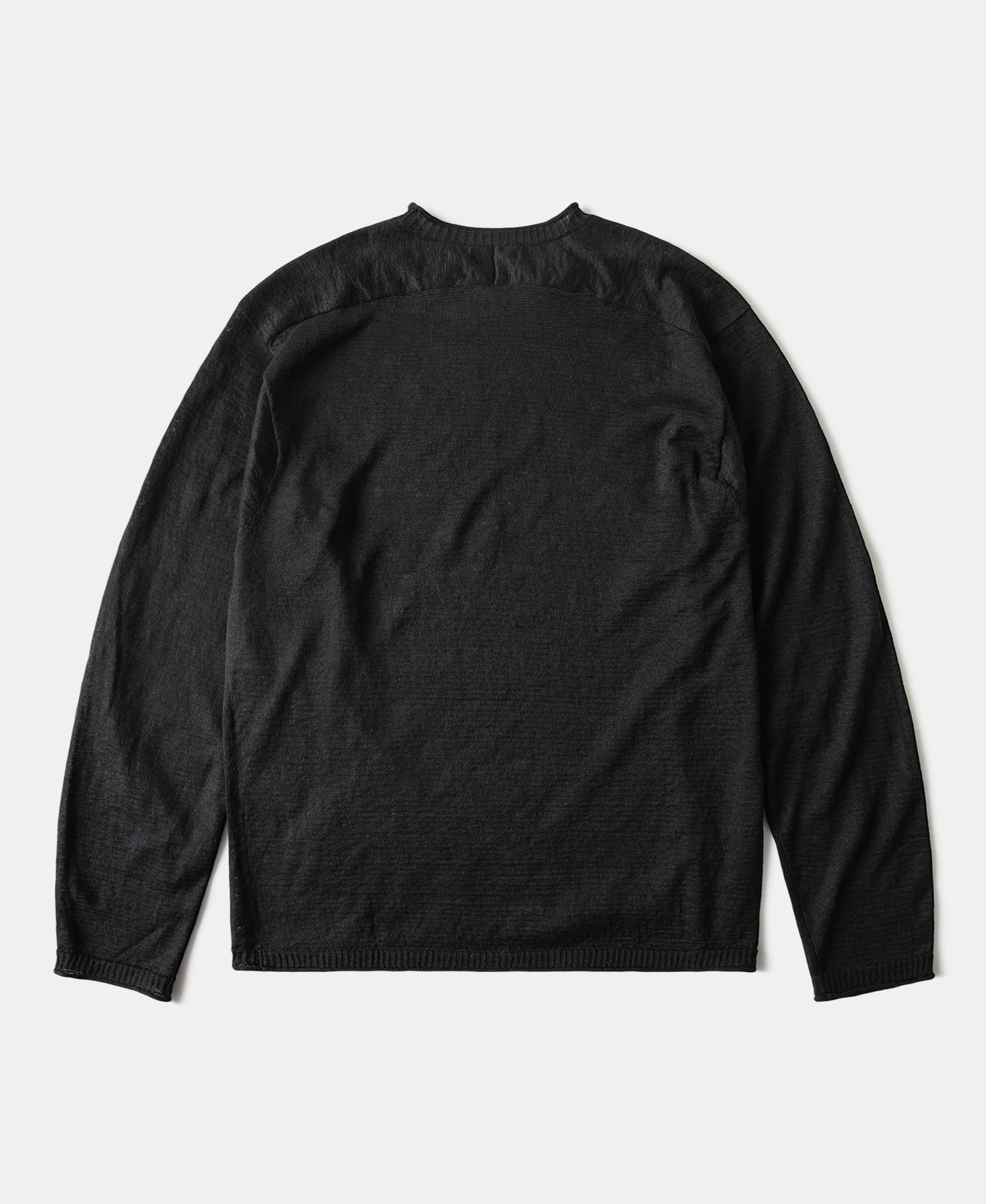 Hemp Knit Long Sleeve T-Shirt - Black
