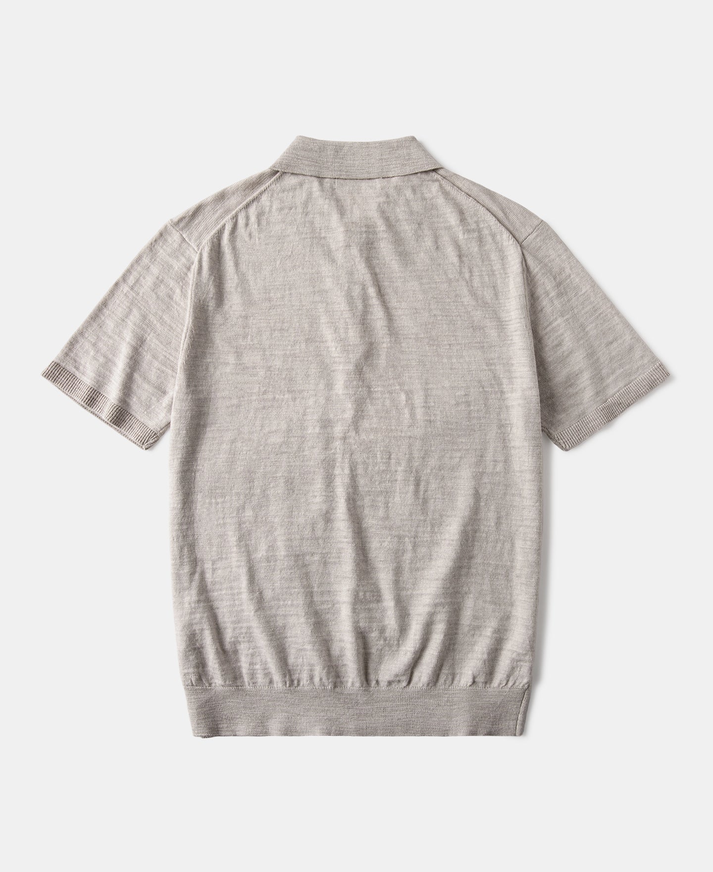 Lightweight Slub Cotton Knit Polo - Oatmeal