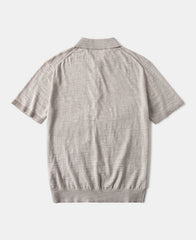 Lightweight Slub Cotton Knit Polo - Oatmeal