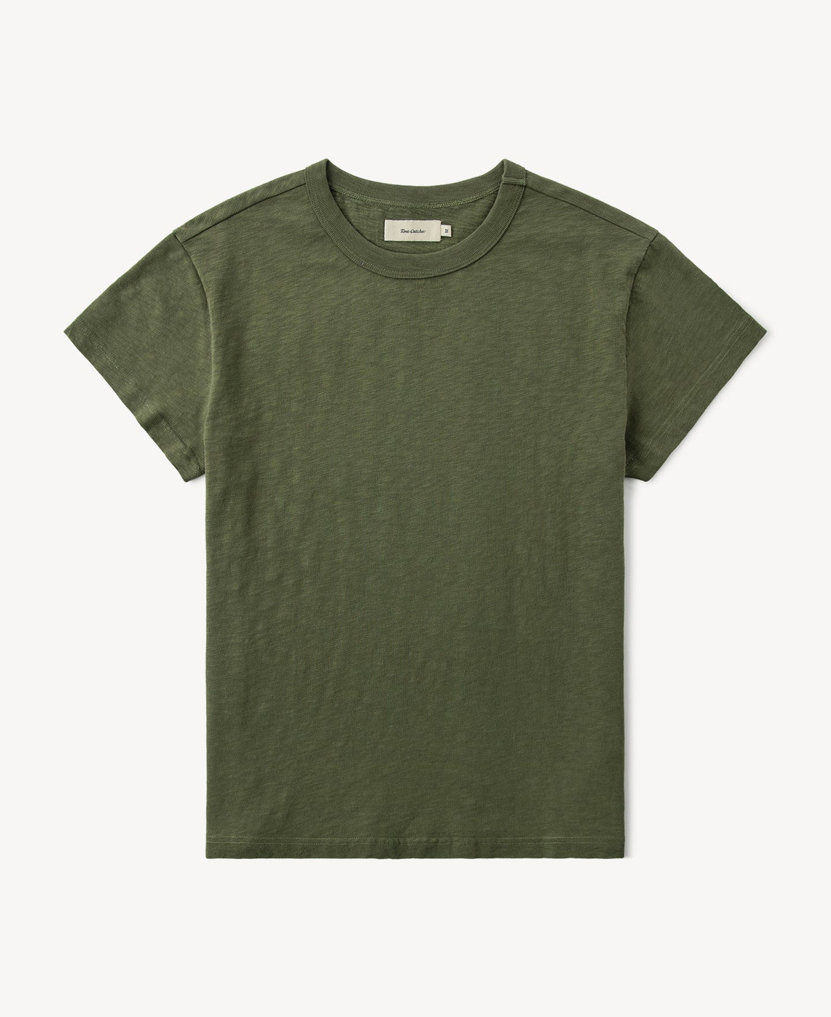 Vintage Slub Cotton Cap Sleeve T-Shirt - Olive