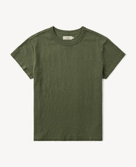 Vintage Slub Cotton Cap Sleeve T-Shirt - Olive