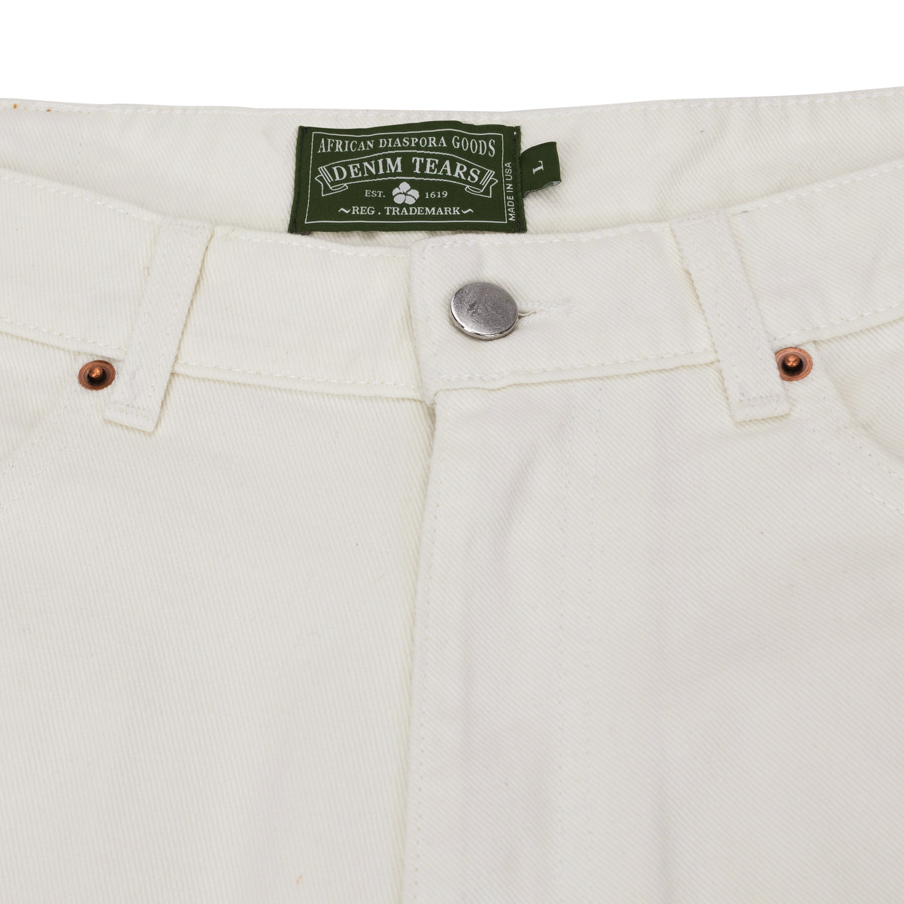 White Cotton Wreath Denim Shorts