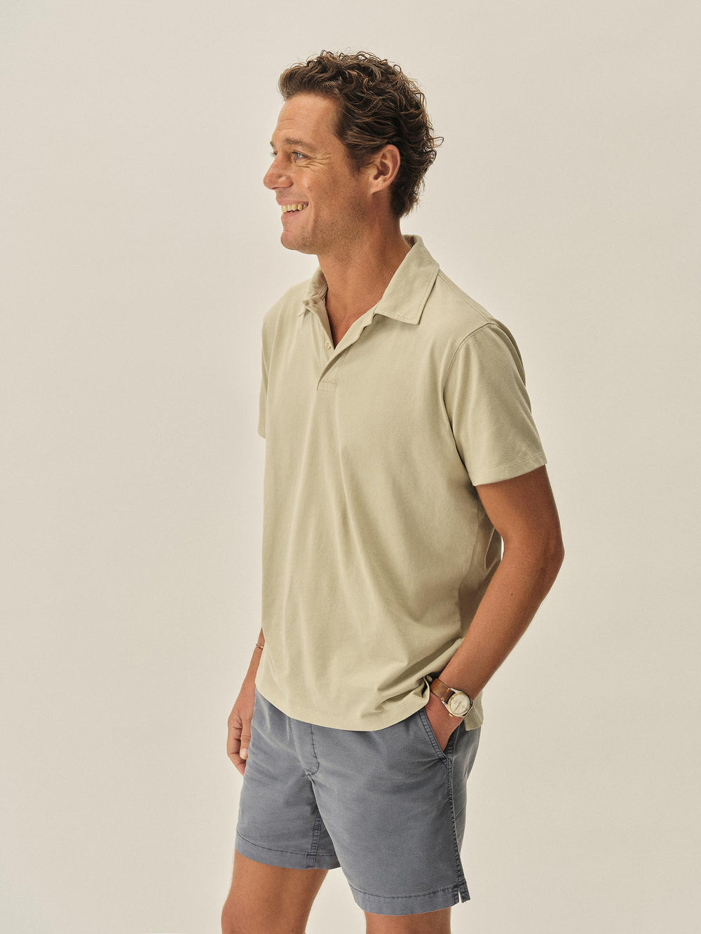 Warm Taupe Sueded Cotton Polo