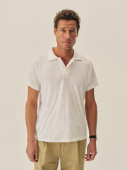 White Japanese Cool Cashmere Knit Polo
