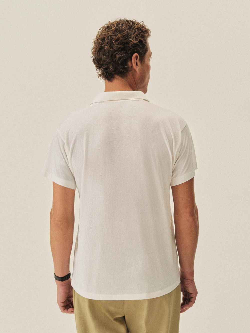 White Japanese Cool Cashmere Knit Polo