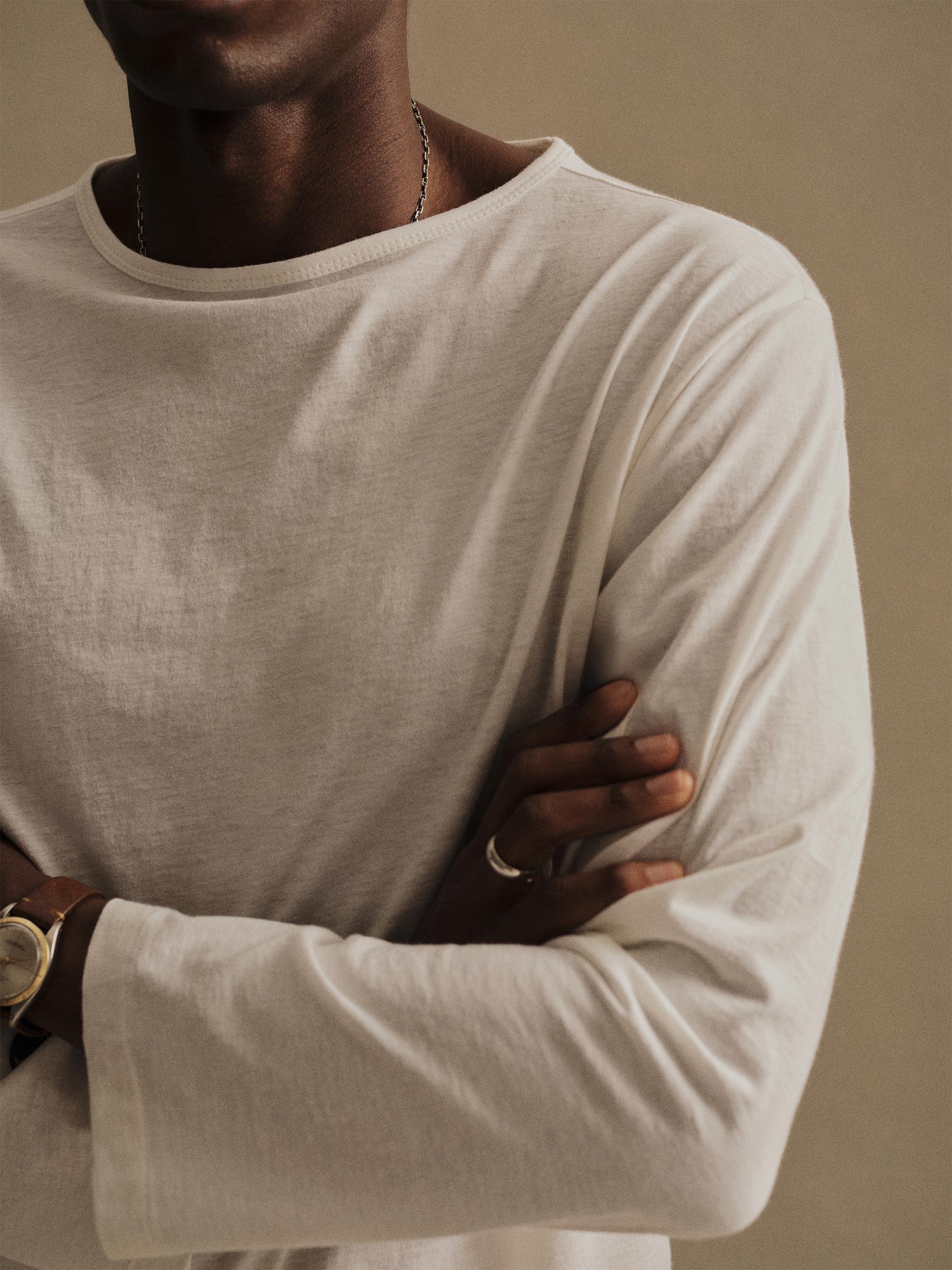 White Japanese Cool Cashmere L/S Mariner Tee