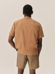 Cinnamon Draped Linen Deuce Coupe Camp Shirt
