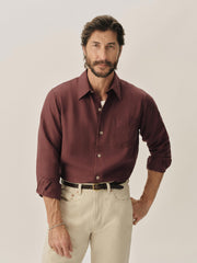 Burgundy Draped Linen Lounge Lizard Shirt