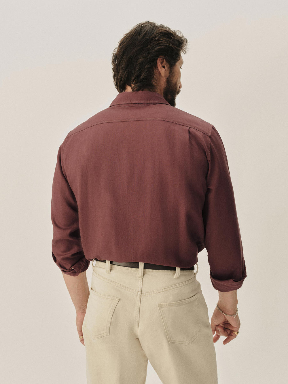 Burgundy Draped Linen Lounge Lizard Shirt