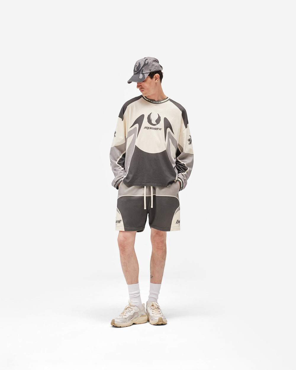 Represent X Belstaff Long Sleeve Racing T-Shirt - Dark Grey