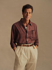 Burgundy Draped Linen Lounge Lizard Shirt