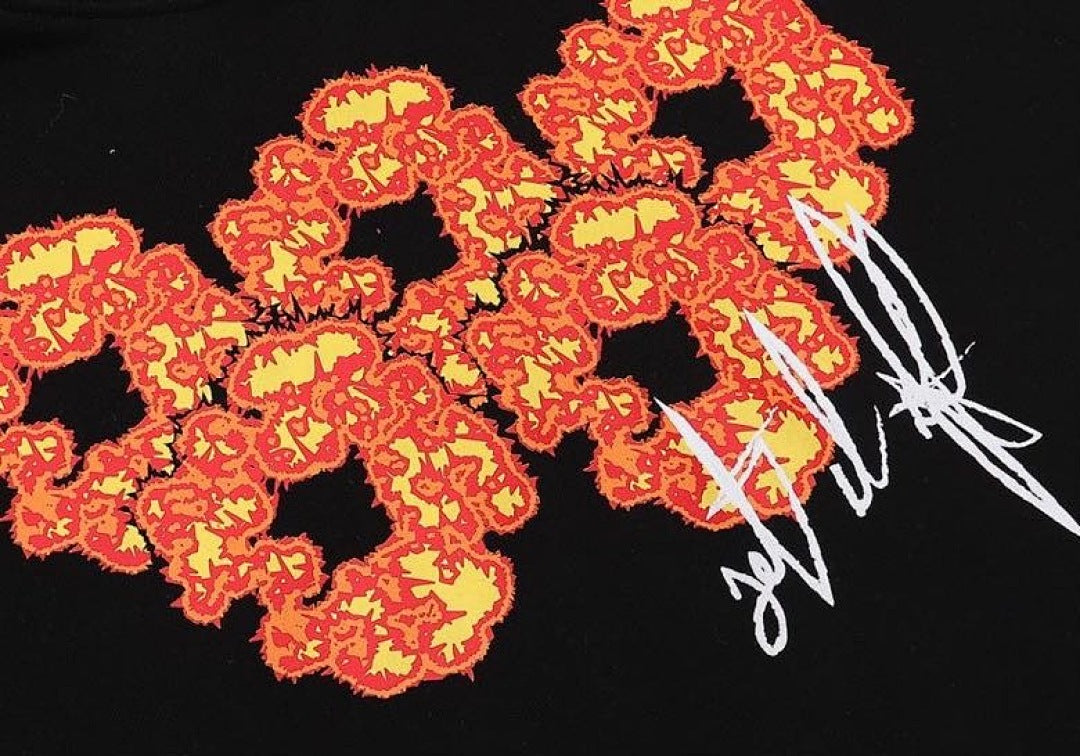 Orange Cotton Wreath Black Pullover Hoodie