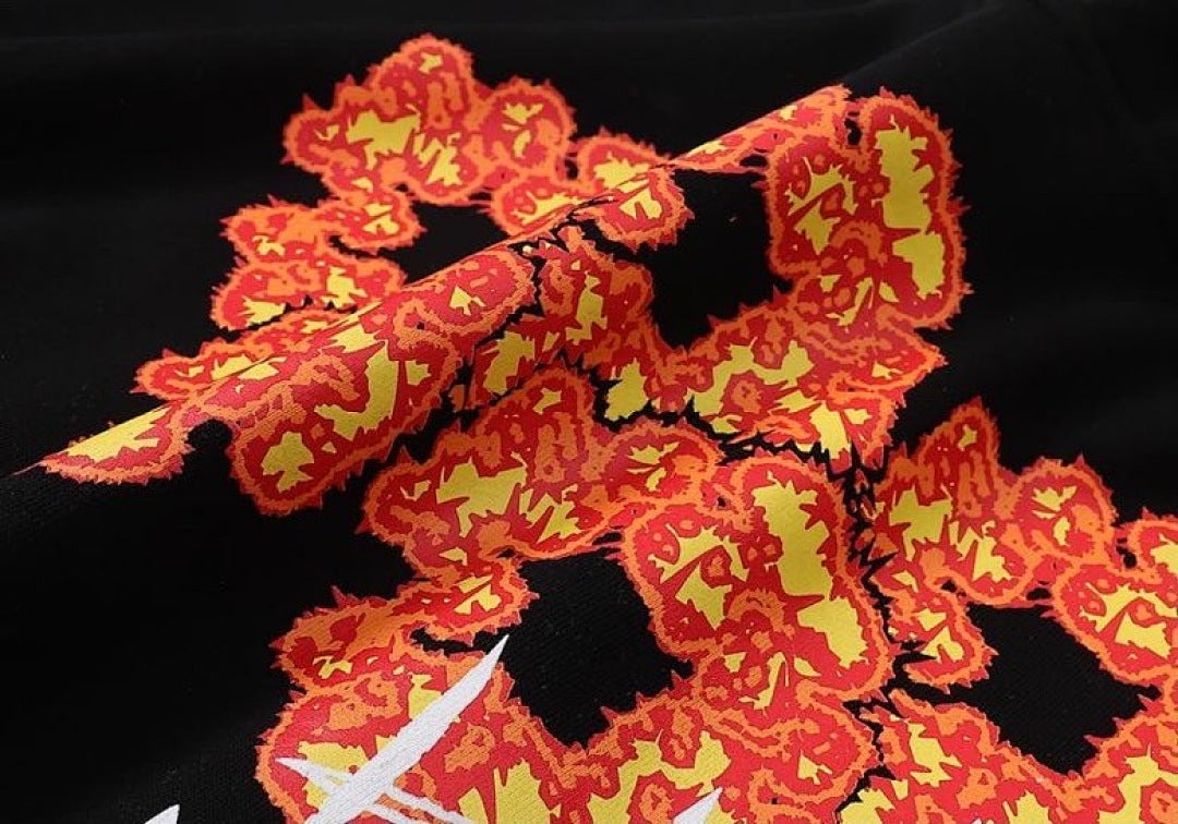 Orange Cotton Wreath Black Pullover Hoodie