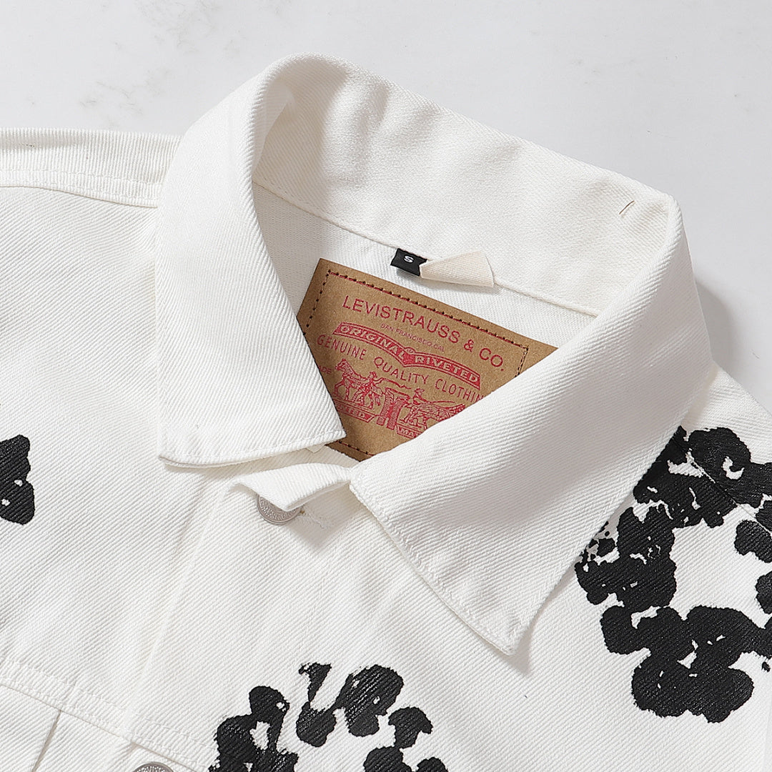 All‑Over Black Floral Print Streetwear Jacket