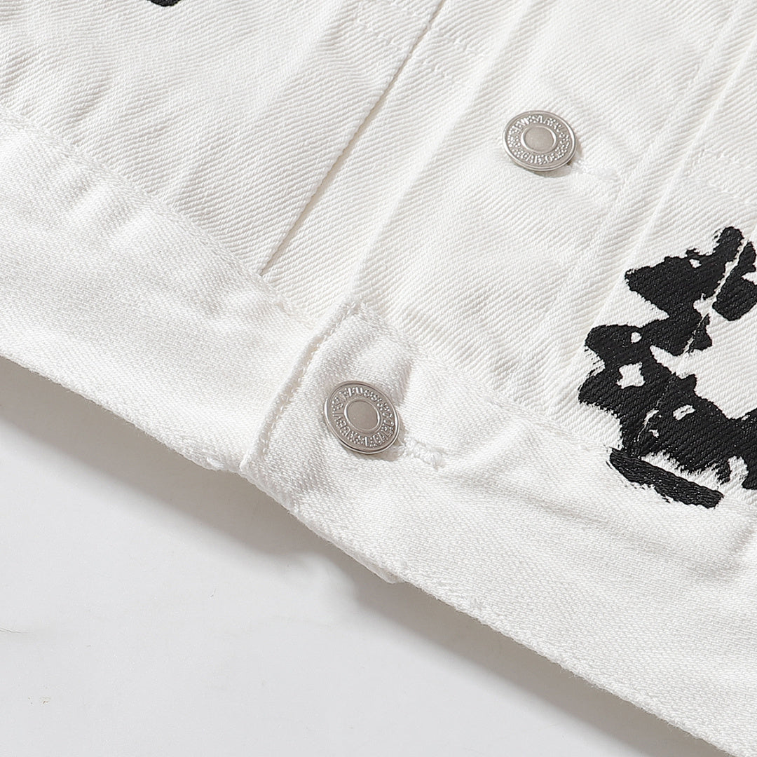 All‑Over Black Floral Print Streetwear Jacket