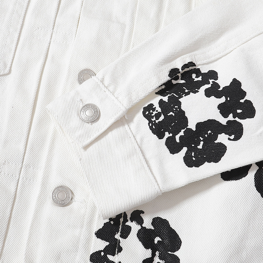 All‑Over Black Floral Print Streetwear Jacket