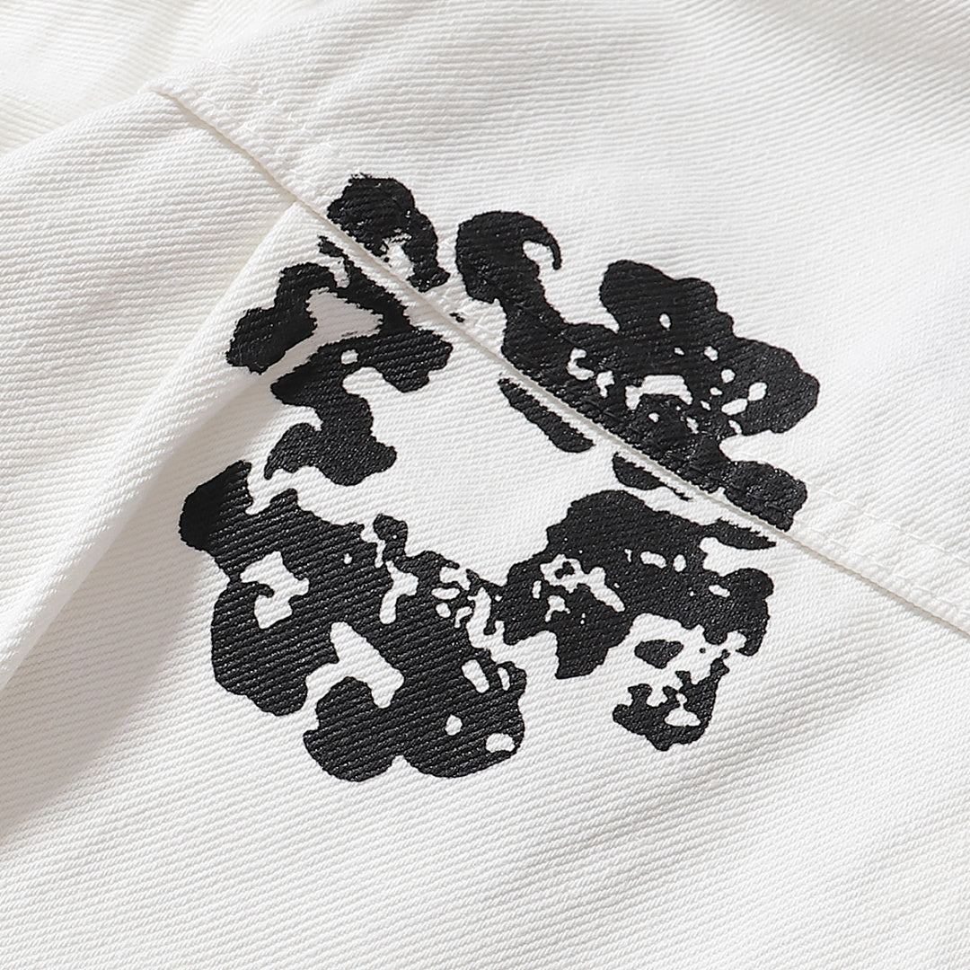 All‑Over Black Floral Print Streetwear Jacket