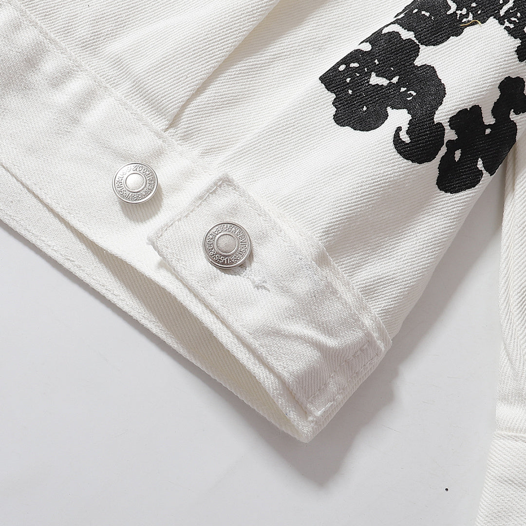 All‑Over Black Floral Print Streetwear Jacket