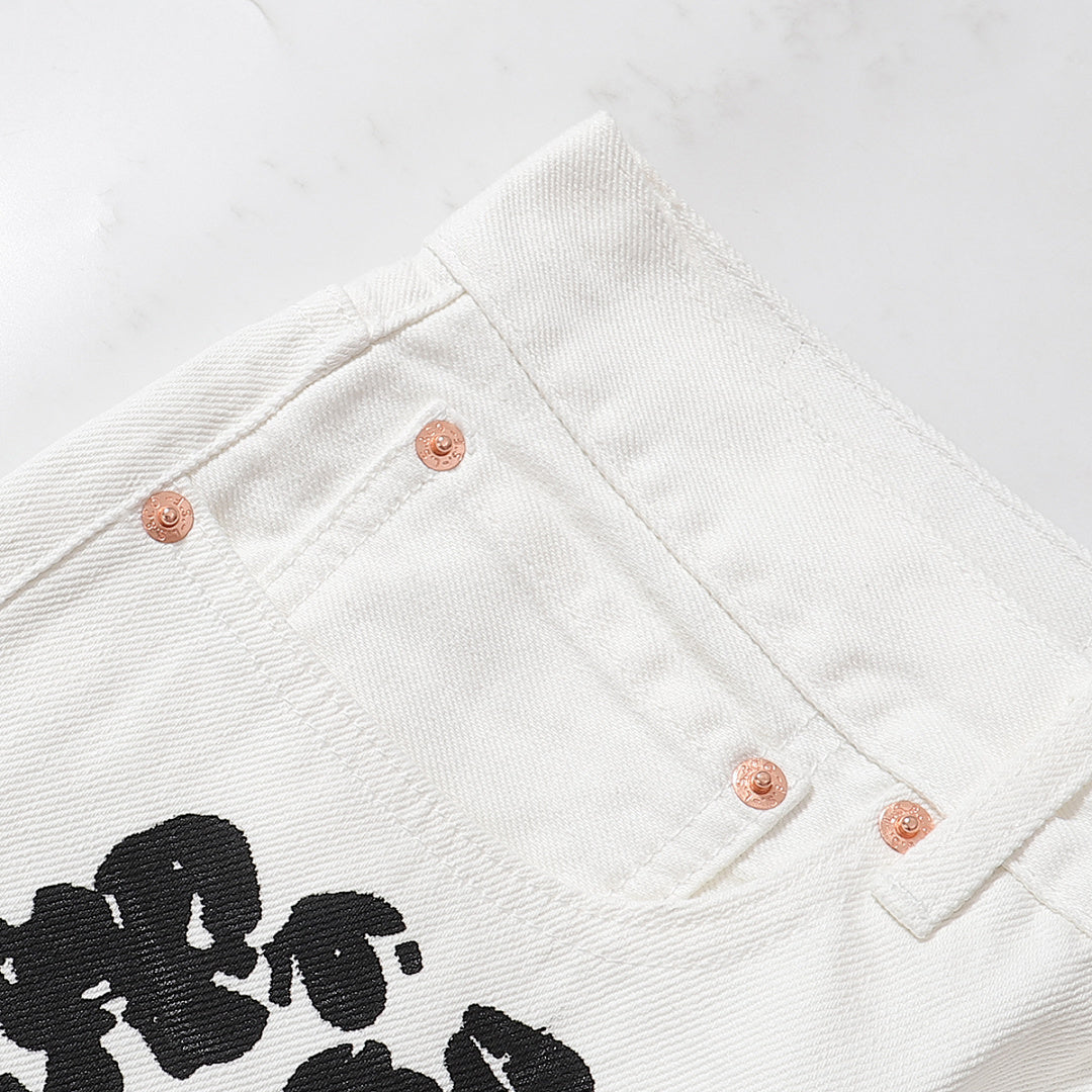 All‑Over Black Floral Print Straight‑Leg Streetwear Pants