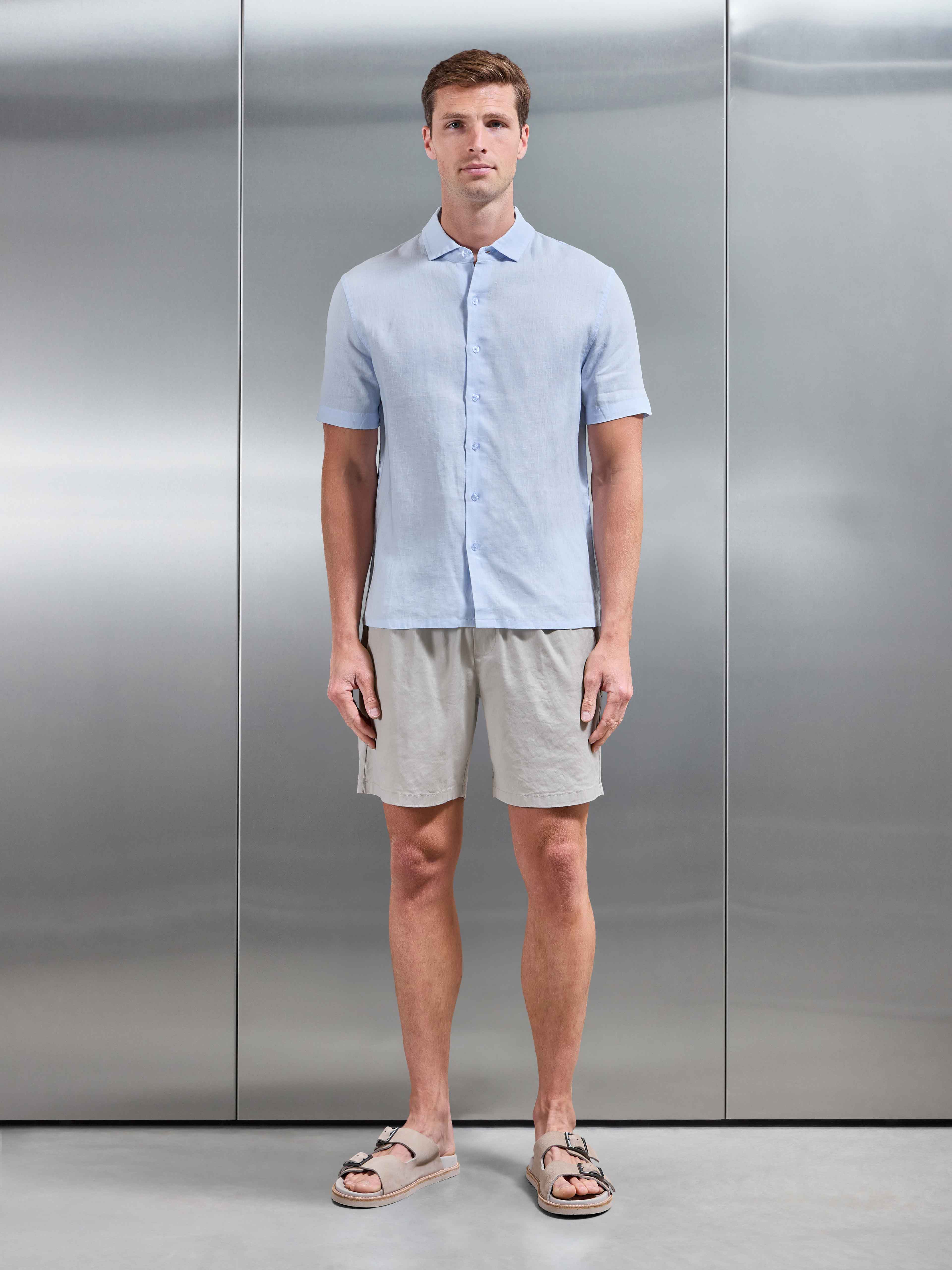 Linen Drawstring Short in Stone