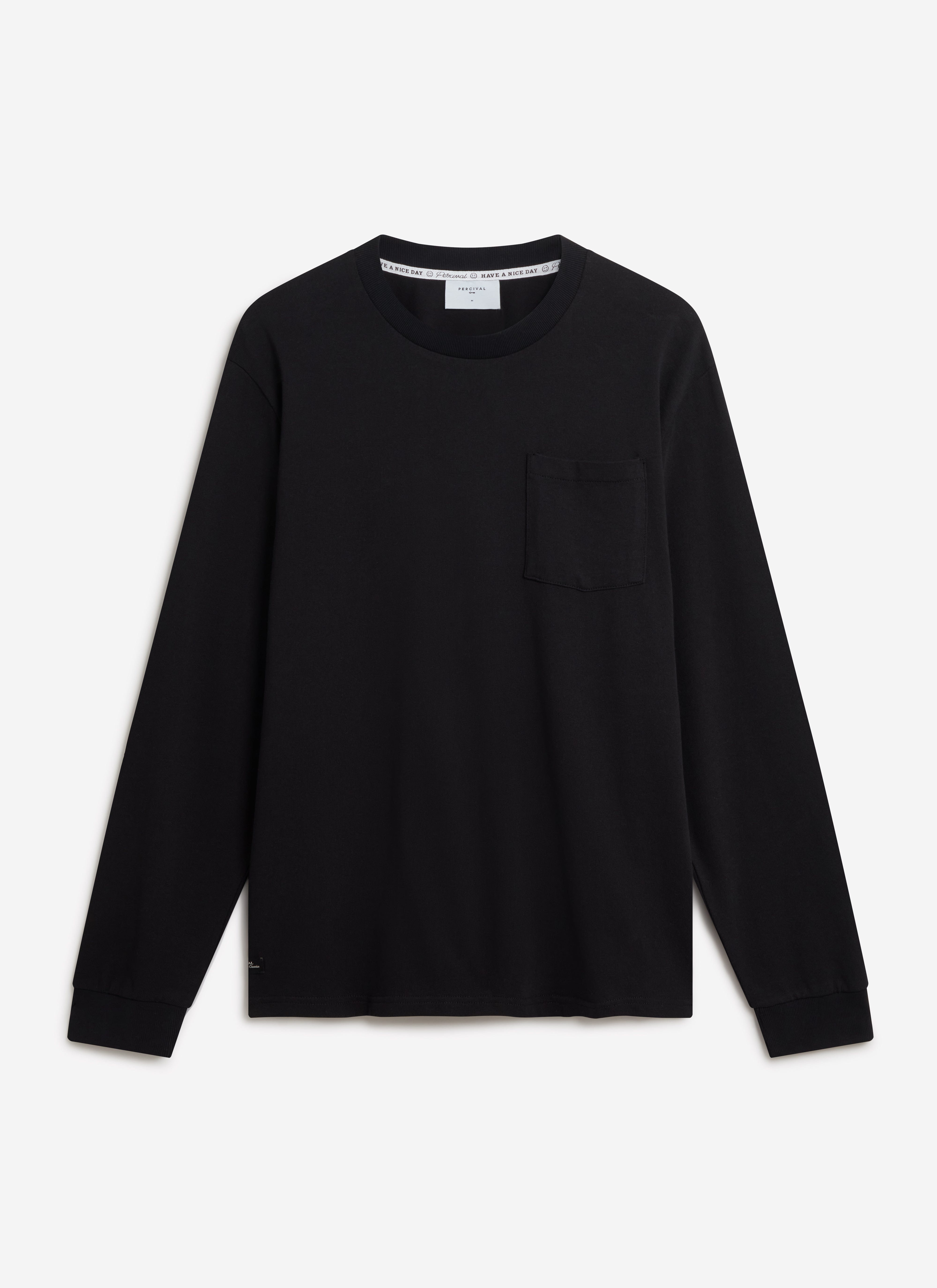 Long Sleeve Pocket T Shirt | Organic Cotton | Black