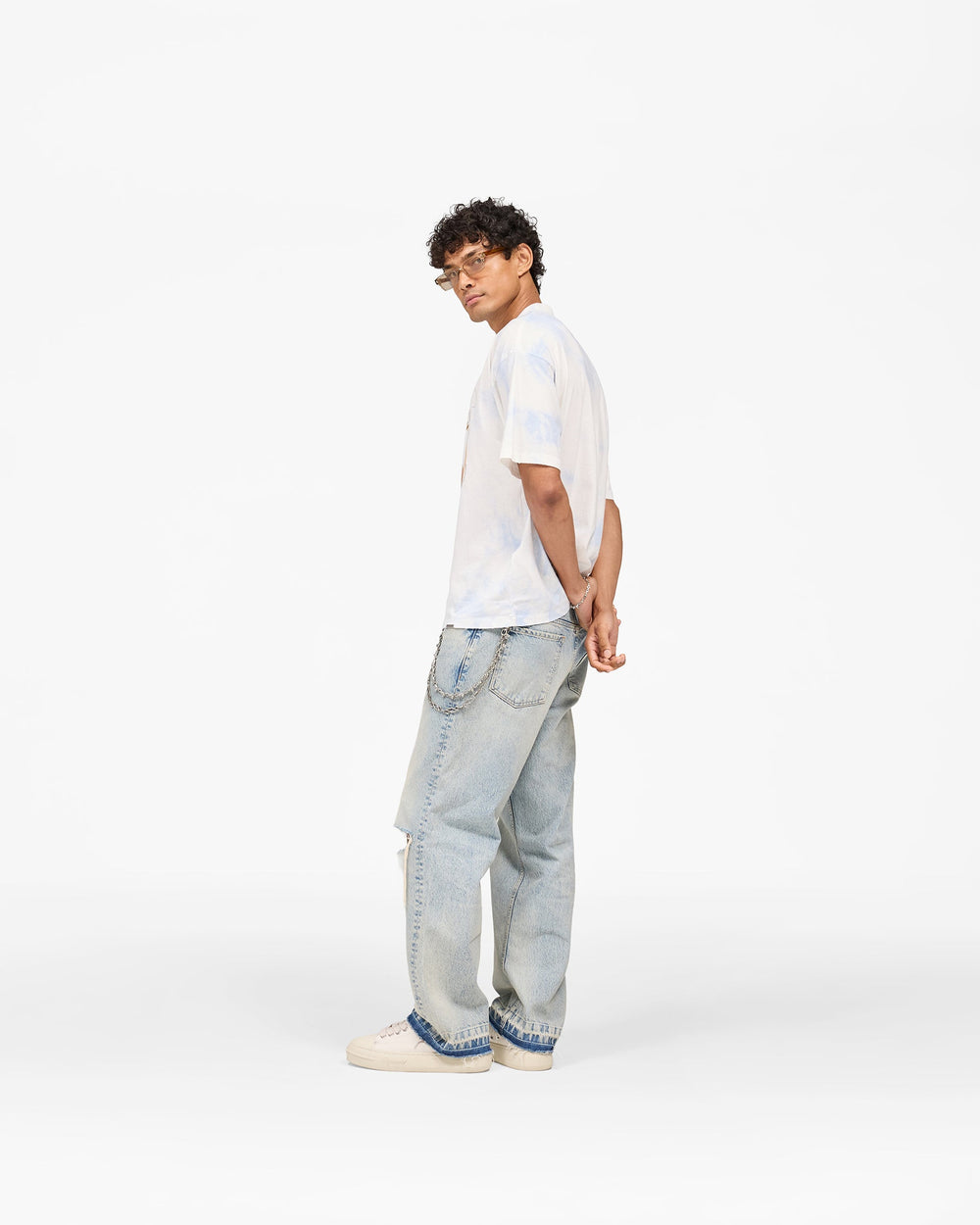 Represent x Beach Boys Script T-Shirt - Blue Tie Dye