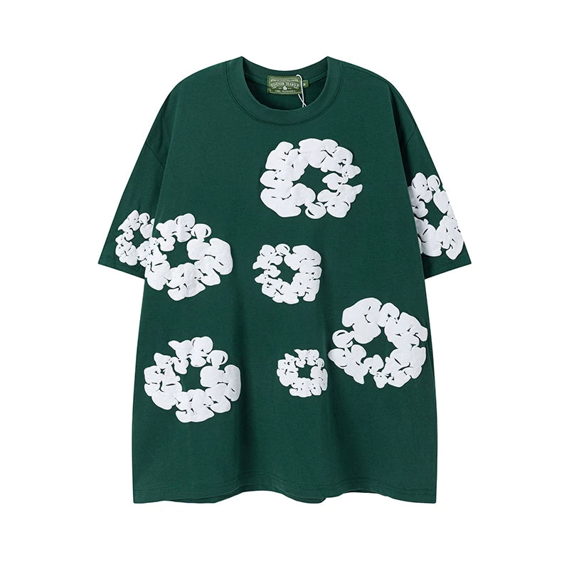 DENIM TEARS Kapok Foam Printed Stylish Casual Loose Men and Women Couple Short Sleeve T-shirt Casual Set (9)