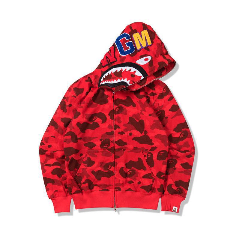 Foreign Trade Cross border Europe and America 2023 Hot Selling BAPE Shark Head Ape Head Hoodie 3D Hoodie Full Cap Zipper Hoodie (2)