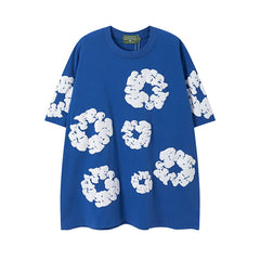 DENIM TEARS Kapok Foam Printed Stylish Casual Loose Men and Women Couple Short Sleeve T-shirt Casual Set (5)