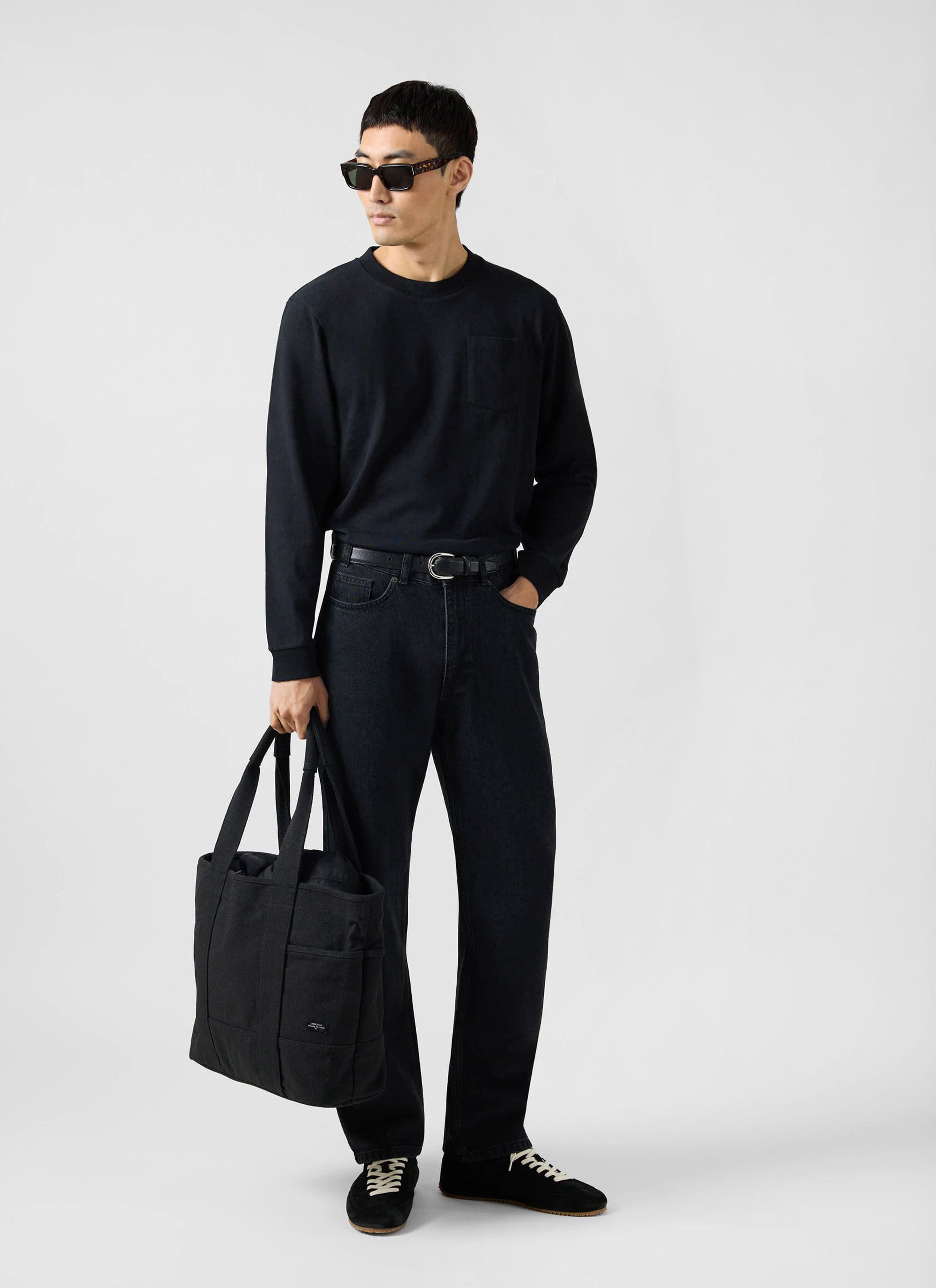 Long Sleeve Pocket T Shirt | Organic Cotton | Black