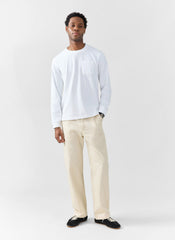 Long Sleeve Pocket T Shirt | Organic Cotton | White