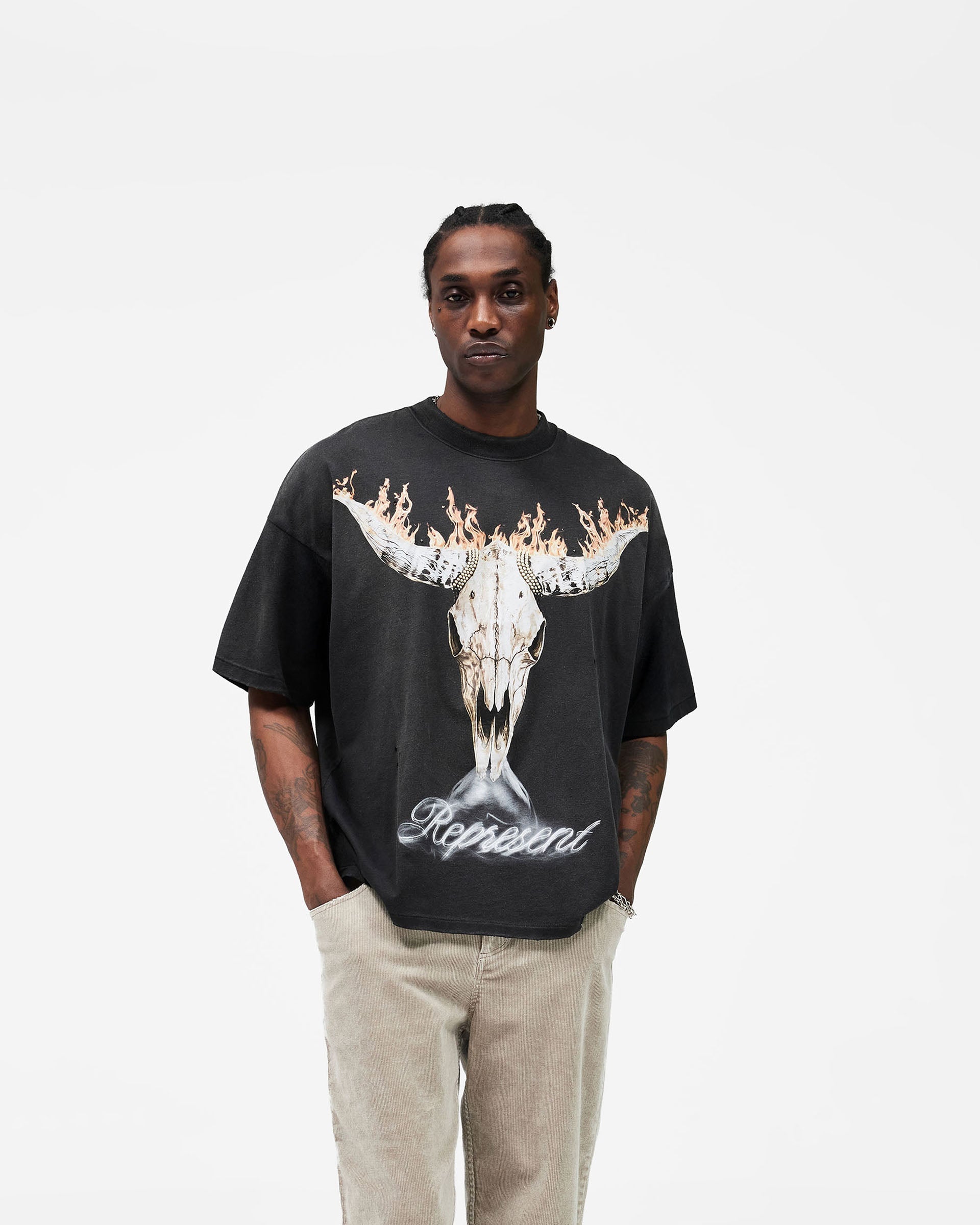 British Cowboys T-Shirt - Stained Black