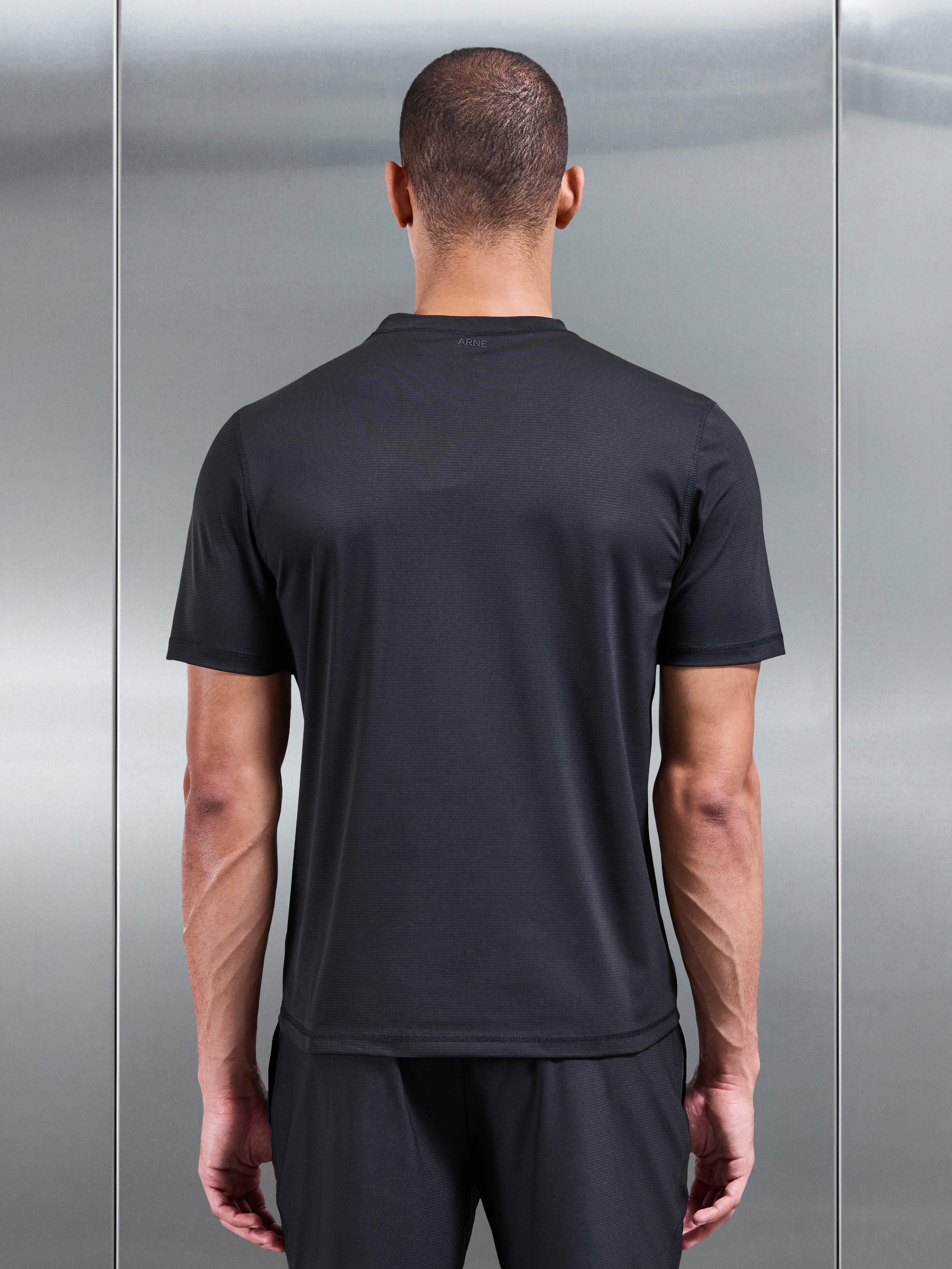Warp Knitted T-Shirt in Black