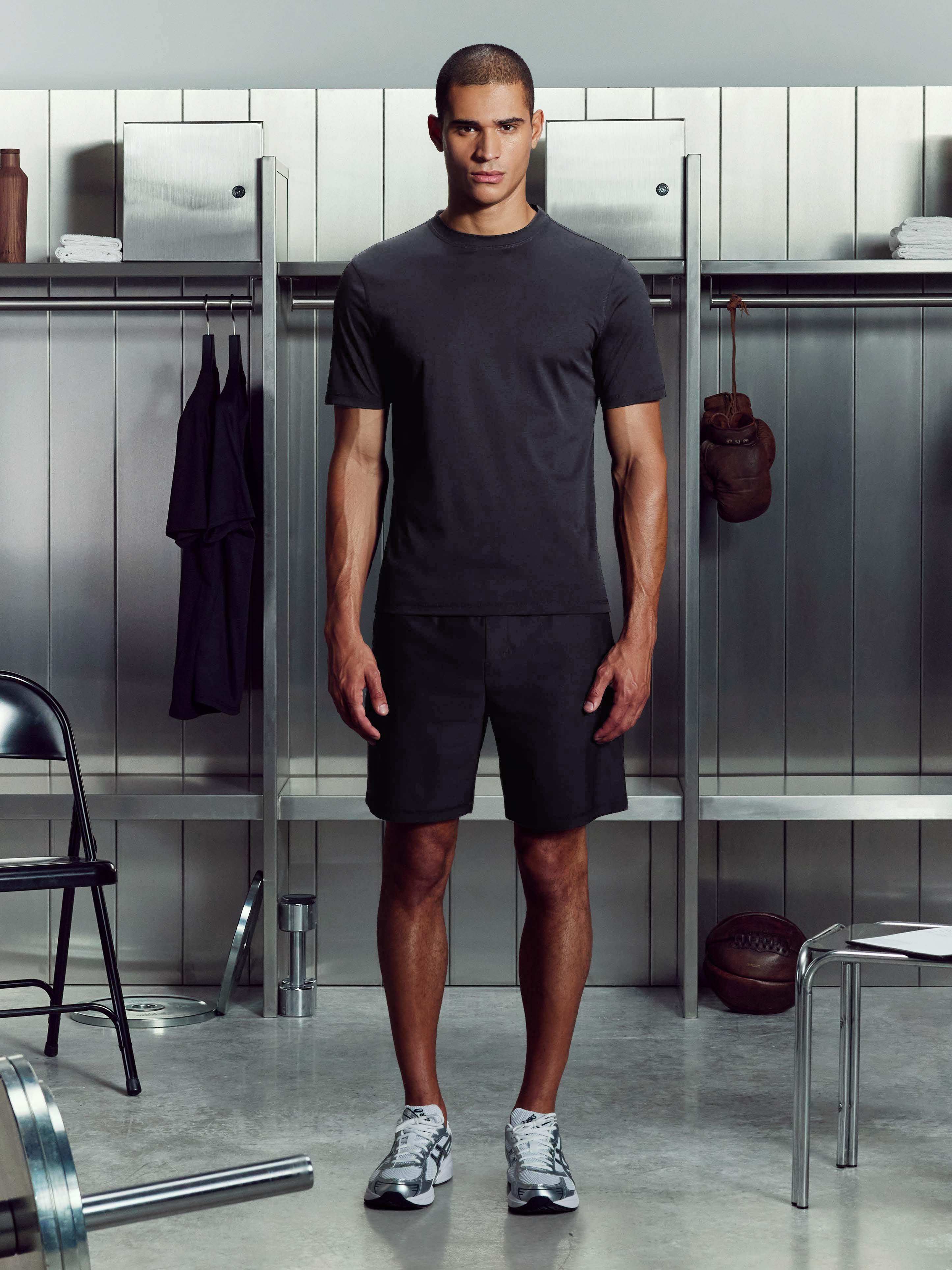 Warp Knitted T-Shirt in Black