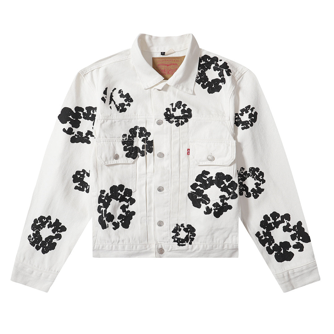 All‑Over Black Floral Print Streetwear Jacket