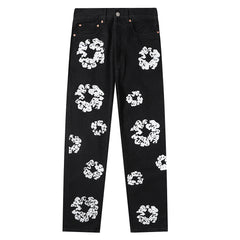 Wreath Black Denim Pants