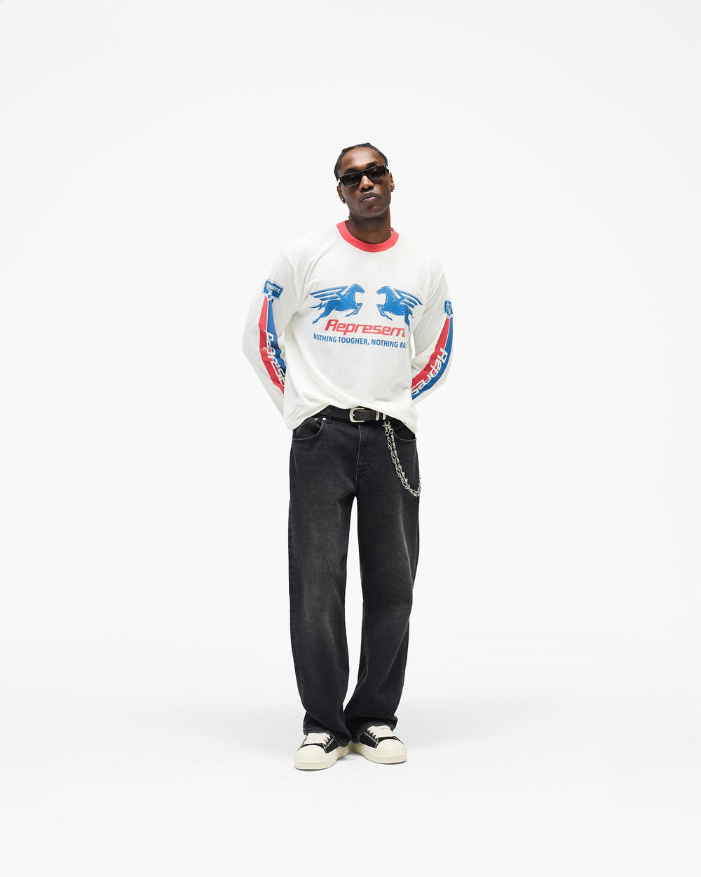 Mesh Pegasus Long Sleeve T-Shirt - Flat White